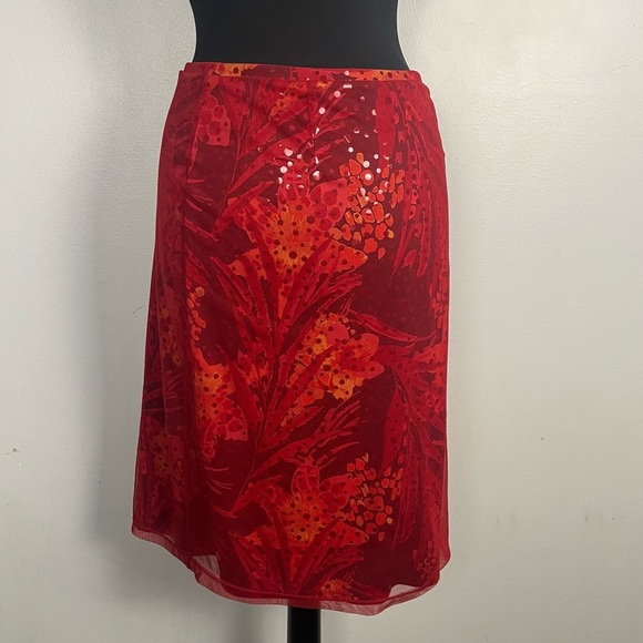 Vintage express Y2K mesh red sequin skirt size small - Picture 4 of 6